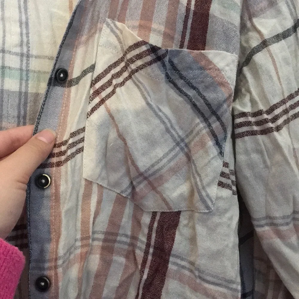 Women's Button-Down Plaid Shirt - Cream & Brown